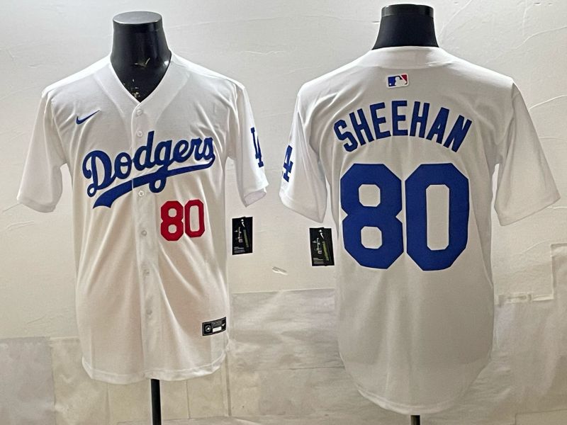 Men 2026 Nike Los Angeles Dodgers #80 Sheehan White Game MLB Jersey 09